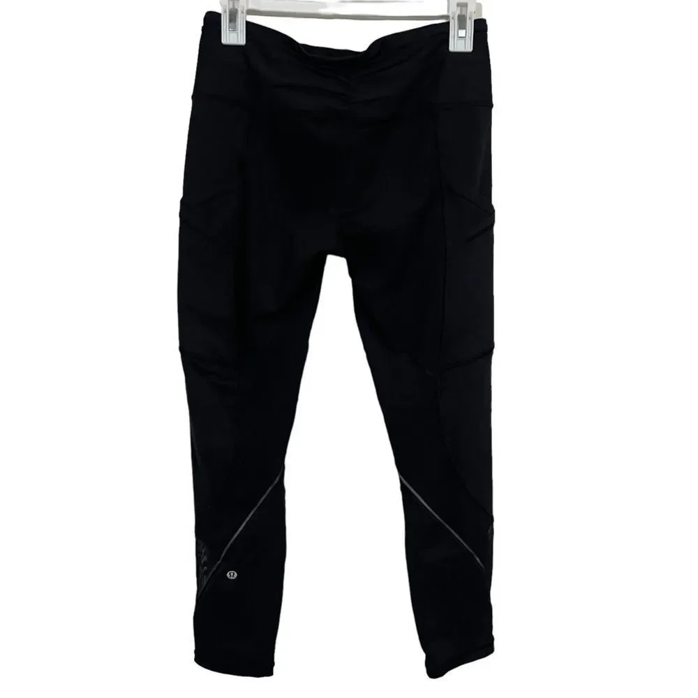Lululemon Black Mid Rise Cropped Activewear Leggings